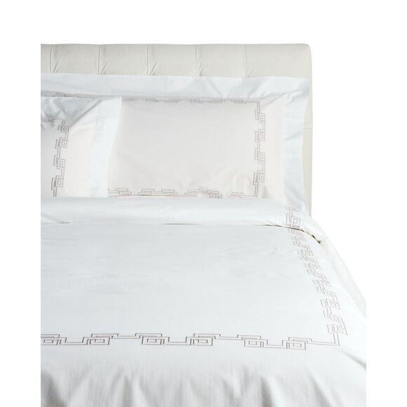 Dea Italian Linens Sinfonia Toscana Greek Embroidered Duvet Set White